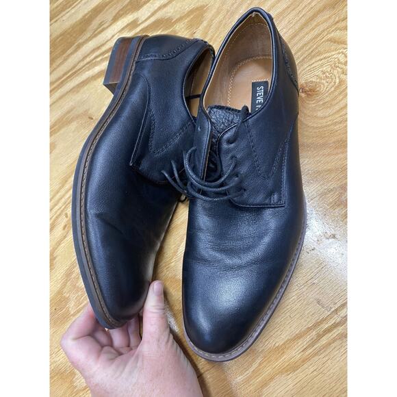 Steve Madden Oxford Men\'s 9 M Black Leather Lace Up Round Toe Dress Shoes S31 main image 3